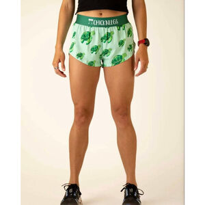 ChicknLegs Women XS Sea Turtles 1.5" Split Running Shorts Athletic Lined Novelty